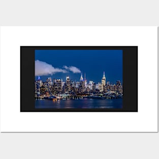 New York Skyline at Night Posters and Art
